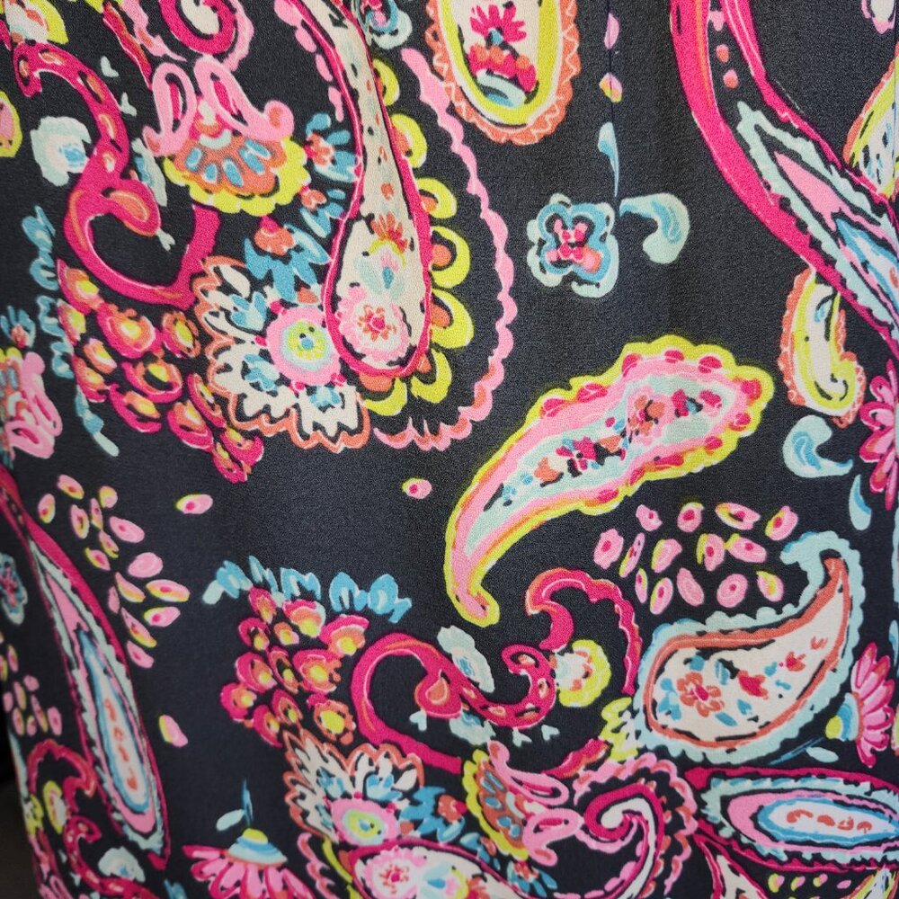 Emily Wonder Black Paisley Ruffle Dress Maxi  Boho size L - Picture 9 of 14